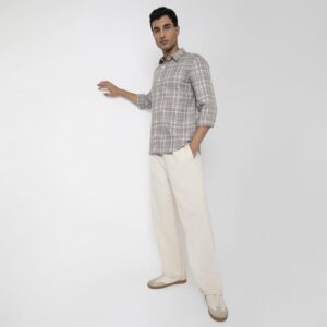 checkered slim fit full cotton formal shirt