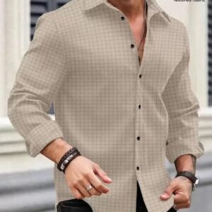 regular fit button down textured long sleeve casual shirt