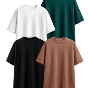 pack of 4 oversized solid core round neck t shirt