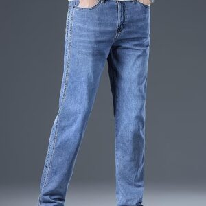 denim pants with regular fit & classic straight cut